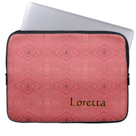 Personligt Namn Subtil Diamantmönster Rosa Laptop Fodral