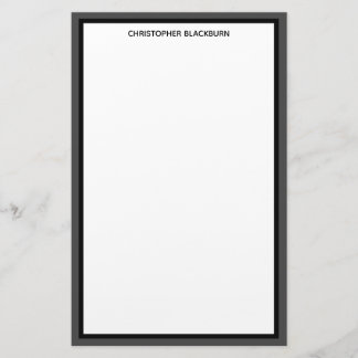 Personligt Namn Svart Grå Kant Anpassat Brevpapper