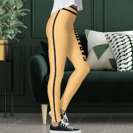 Personligt namn svarta ränder specialdesignerad gå leggings