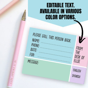 Personligt Namn Telefonmeddelande Kontor Post-it Block