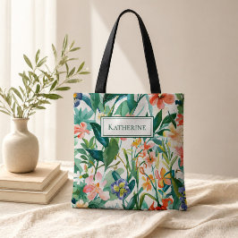 Personligt Namn Tropisk Blomma Tygkasse
