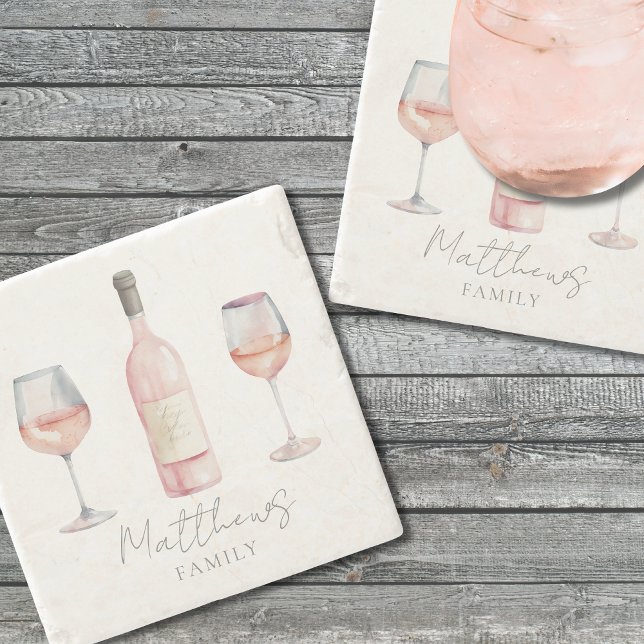 Personligt Namn Vin Stenunderlägg (Personalized Name Wine Stone Coaster)