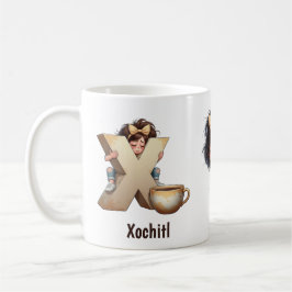 Personligt namn & X Sömnig morgon-rutig karaktär Kaffemugg