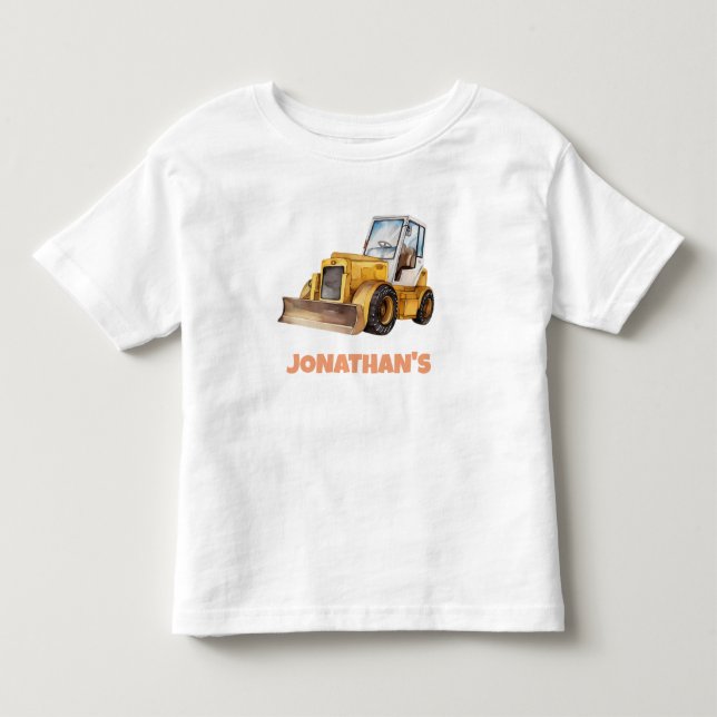 Personligt Namngiven Konstruktionsfordon Bulldozer T Shirt (Framsida)