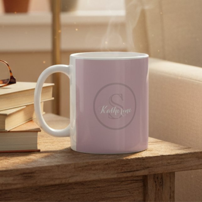 Personligt namnmonogram Dammtrosa Kaffemugg (Skapare uppladdad)