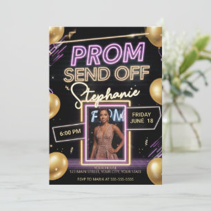 Personligt neon strålande Prom avslutande DIY foto Inbjudningar