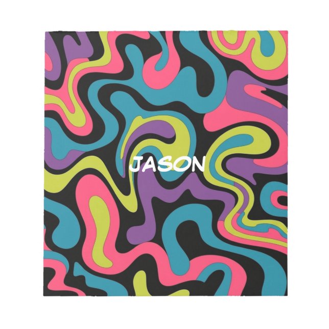 Personligt neonabstrakt mönster — Retrodesign Anteckningsblock (Framsida)