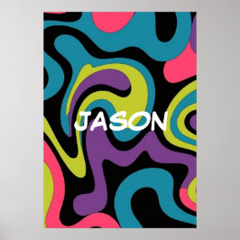 Personligt neonabstrakt mönster — Retrodesign Poster