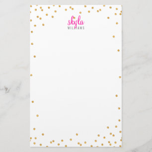 PERSONLIGT NOTE mini spot confietti fet guld glitt Brevpapper