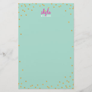 PERSONLIGT NOTE mini spot confietti guld glitter m Brevpapper