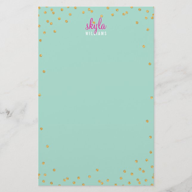 PERSONLIGT NOTE mini spot confietti guld glitter m Brevpapper (Framsida)