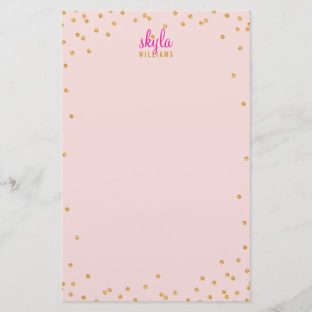 PERSONLIGT NOTE mini spot confietti guld glitter r Brevpapper (Framsida)