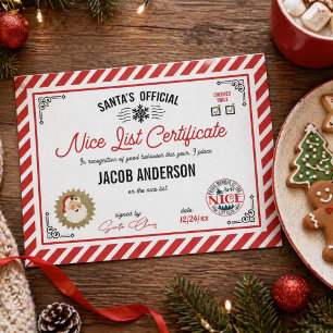 Personligt officiellt Santa Snälla Lista Certifika