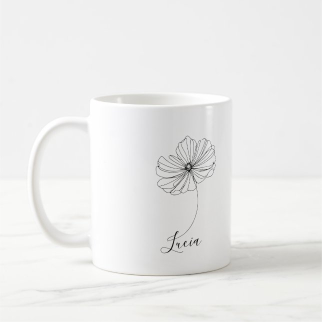 Personligt oktobers Cosmos födelsedagsblomma gåva Kaffemugg (Vänster)
