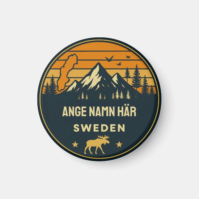 Personligt ortnamn Sverige runt-design Magnet (Framsidan)