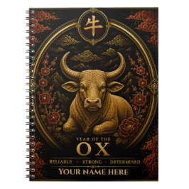Personligt Oxen-zodiaknotbok för året Anteckningsbok