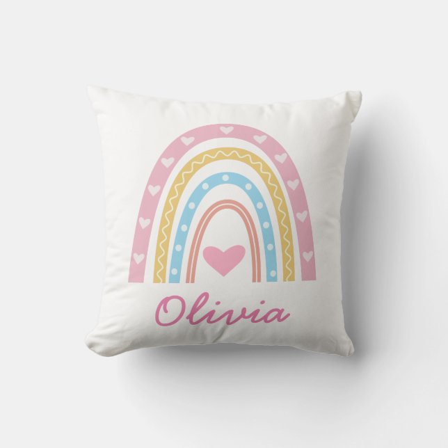 Personligt pastell boho regnbågsflickrum  kudde (Framsida)