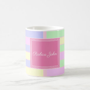 Personligt Pastell Rutnät Namn Anpassad Elegant Kaffemugg