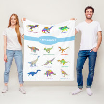 Personligt pojknamn Färgglada dinosaurier Blå