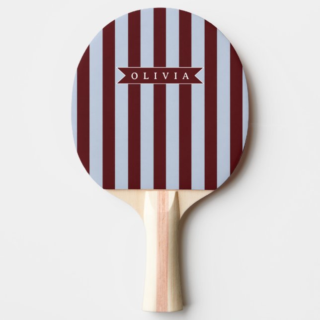 Personligt Preppy Brun Blå Cabana-randig Pingisracket (Framsidan)