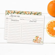 Personligt receptkort för orange sommarfrukt för f