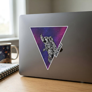 Personligt Retro Astronautnamn Lila Galax Klistermärken