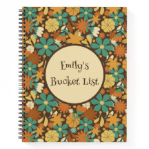 Personligt Retro Flower Power Spiraljournal