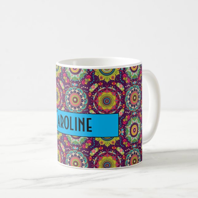 Personligt retro-mandalamönster kaffemugg (Framsida höger)