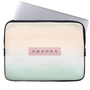 Personligt rödfärgat och mintpastellfärgat ombré laptop fodral