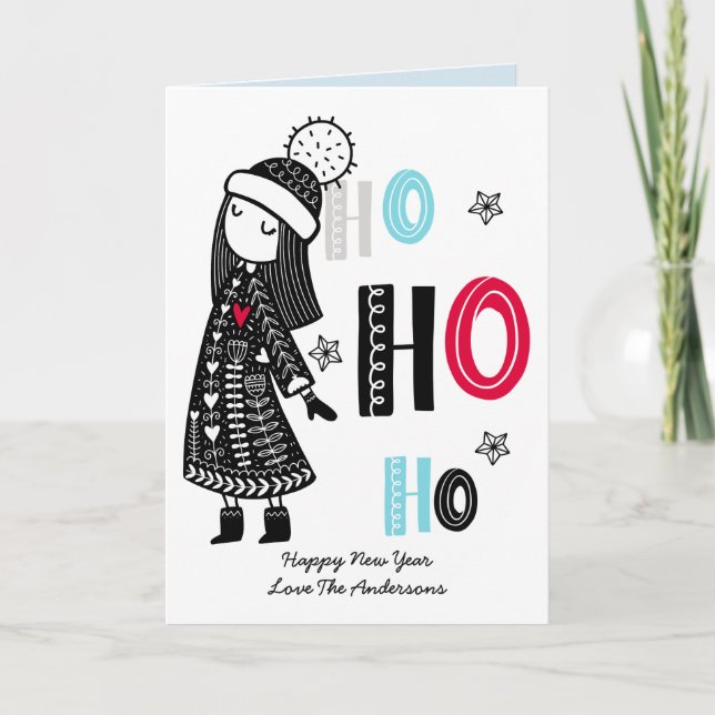 Personligt rolig skandinavisk juldoodles kort (Framsida)