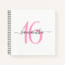 Personligt Rosa 16-årsdag Gästbok