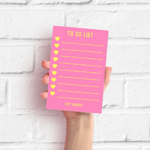 Personligt rosa anteckningsblock för att göra list post-it block