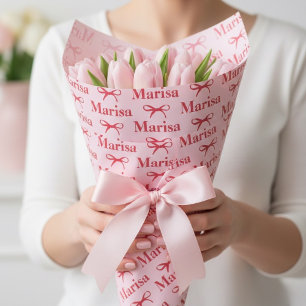 Personligt Rosa Båge Namn Present Presentpapper