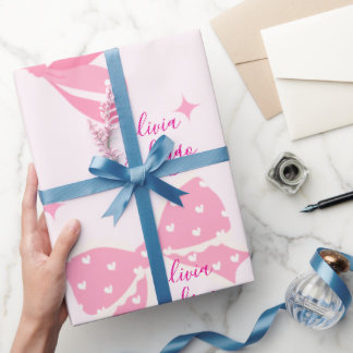 Personligt Rosa Band Presentinslagspapper Presentpapper