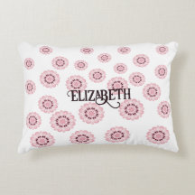 Personligt rosa blommönster runt kuddfodral