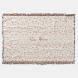 Personligt rosa boho blommönster filt