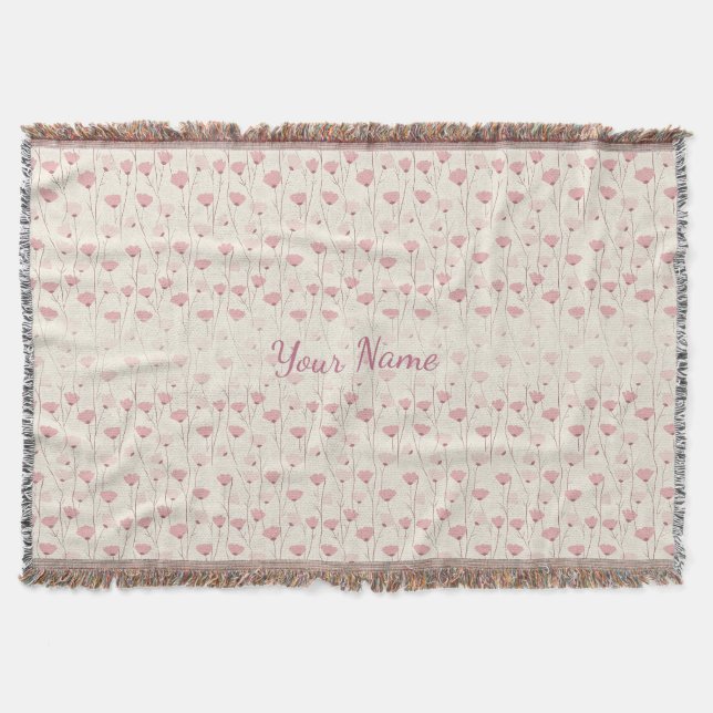 Personligt rosa boho blommönster filt (Framsidan)