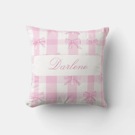Personligt rosa Gingham-band Kudde