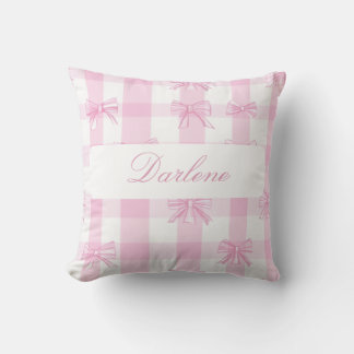 Personligt rosa Gingham-band Kudde