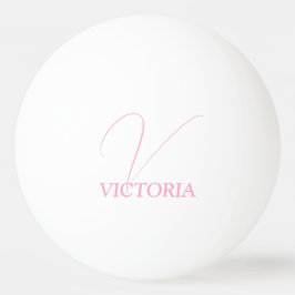 Personligt rosa monogram och namn pingisboll