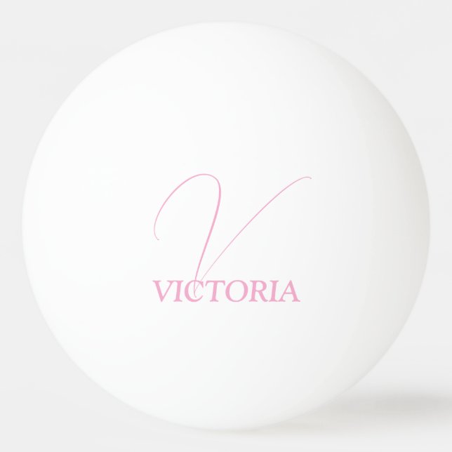 Personligt rosa monogram och namn pingisboll (Framsidan)