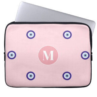 Personligt Rosa Onda Ögon Mönster Monogram Laptop Fodral