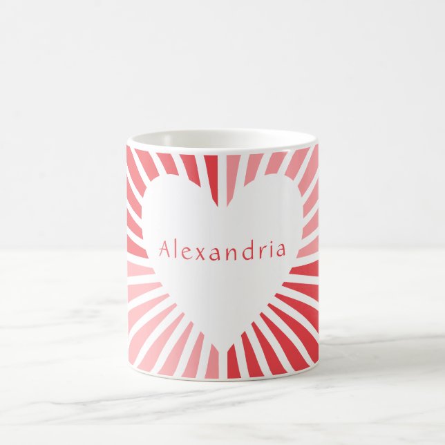Personligt rosa rött hjärta kaffemugg (Center)