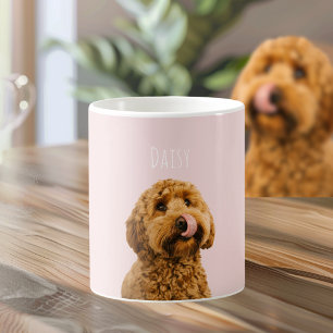 Personligt rosa telefonfodral med hundfoto kaffemugg