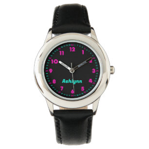 Personligt Rosa & Turkos Tidlära Barn Armbandsur