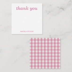 Personligt rosa vitt gingham anteckningskort