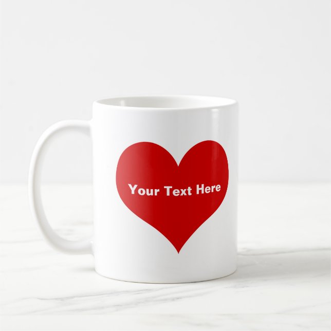 Personligt Rött Kärlekshjärta Kaffemugg (Vänster)