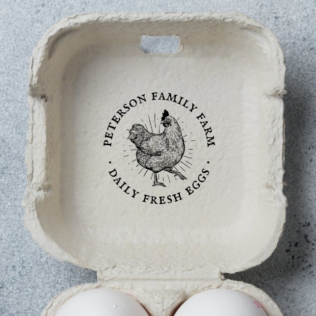 Personligt rustikt handritat hönsägg självfärgande stämpel (Rubber Stamp Mock-up)