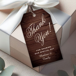 Personligt Rustikt Trä Tack Bröllopsgåva Presentetikett
