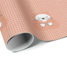 Personligt rutnätslinje brunt sött katt presentpapper